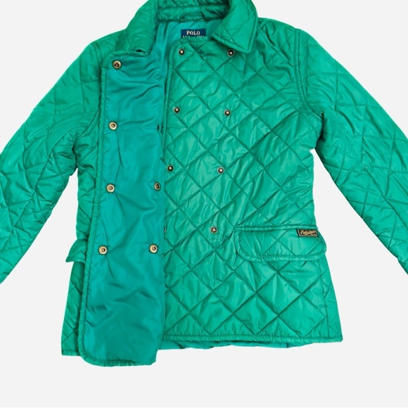 Polo Ralph Lauren Kid’s double breasted green button quilted barn coat jacket L - Picture 4 of 8